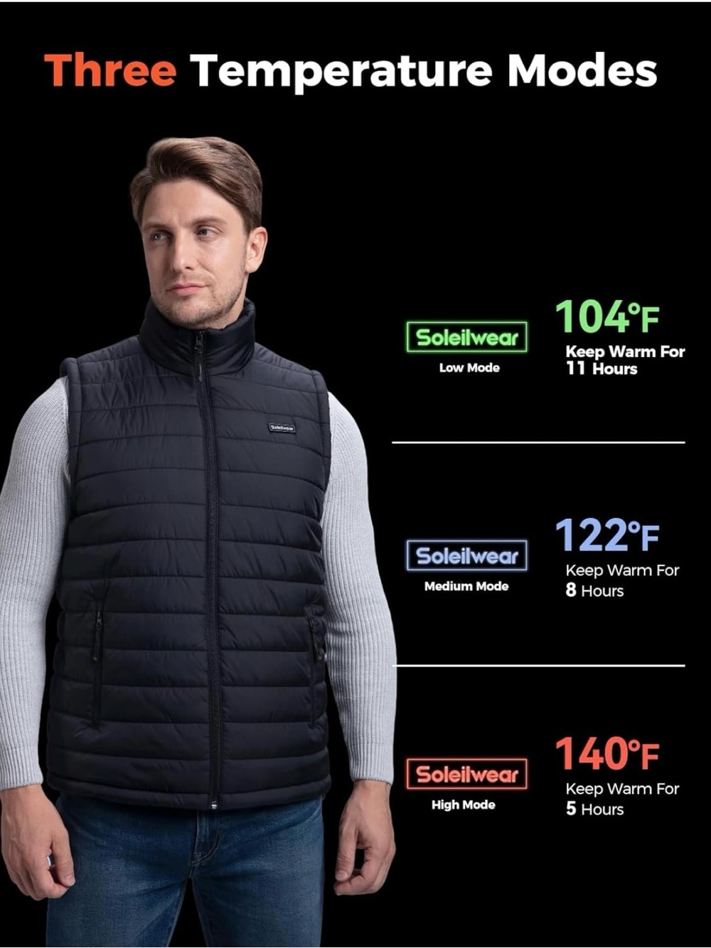 Men’s Heated Quilted Vest - Black